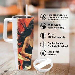 40oz <b>Large</b> Stainless Steel Tumbler With Straw For Outdoor Activities - Product Image 5