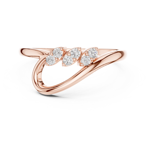 Anillo minimalista avant-garde con diamante de corte redondo para mujer, banda a juego de oro macizo de 14k, ideal para regalo, compromiso, aniversario, boda. - Product Image 6