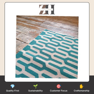 Tapis de luxe en laine tissé à la main, motif géométrique abstrait en blocs de pixels, tapis moderne de designer sur mesure - Product Image 6