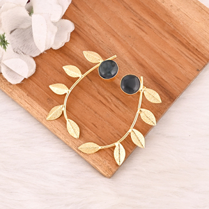 Elegant <b>Gold</b> Plated Ink Blue Hydro Gemstone Brass <b>Earring</b> Handmade Fashion Jewelry for Women Gift - Product Image 3