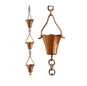Chaîne de pluie en cuivre, ornement décoratif suspendu pour jardin, style traditionnel, résistant aux intempéries, finition polie, utilisation extérieure - Product Image 3