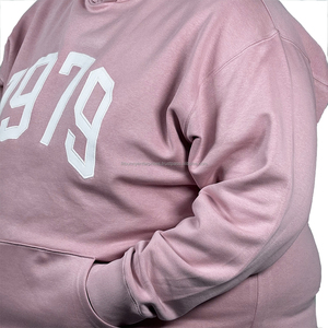 เสื้อฮู้ดลำลองสำหรับผู้ชาย, เสื้อสเวตเชิ้ตโอเวอร์ไซส์ผ้าฝ้าย100% ใส่สบายมีขนาดใหญ่สวมใส่สบายมีสไตล์พร้อมเทคนิคการปัก - Product Image 4