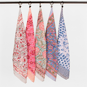 Lot de 5 bandanas unisexes en coton écologiques style bohème à nouer autour du cou ou sur la tête, imprimé bohème fait main, accessoire unisexe, foulard de tête, vente en gros - Product Image 5