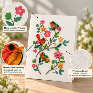 Tarjetas de Felicitación Hechas a Mano al por Mayor con Diseño de Aves y Jardín Floral, Papelería Artística de Alta Calidad del Fabricante - Product Image 4