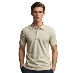 Polo pour homme de couleur unie, col côtelé, coutures durables, respirant, coupe confortable, idéal pour le bureau ou les occasions décontractées, vente en gros - Product Image 1