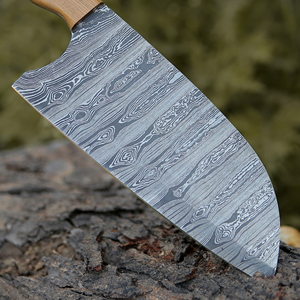 Handmade Forged Damascus Cleaver <b>Knife</b> Leather Sheath <b>Kitchen</b> Meat Chopper Wooden Handle Ambidextrous Vintage Wholesale US/EU - Product Image 5