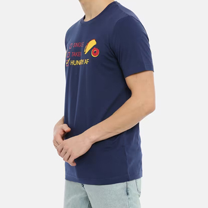 Camiseta de Cuello Redondo 100% Algodón de Alta Calidad OEM, Logotipo Personalizado, Transpirable, Informal, para Hombre, Tejido de Punto para Fitness - Product Image 3