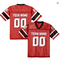 Maillot de football américain rouge personnalisé, nom et numéro de l'équipe, pour hommes, femmes, jeunes, enfants, sans manches, 100% coton, Streetwear
