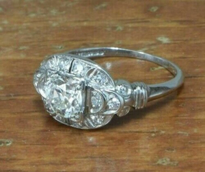 1910s Antique Estate <b>Emerald</b> Cut Moissanite Engagement <b>Ring</b> 925 <b>Silver</b> Rhodium Plated Prong Setting IGI Certified Luxury Classic - Product Image 2