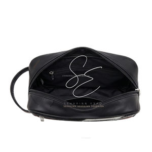 Tooled Leather Dopp Kit Cosmetic <b>Case</b> Zipper Toiletry Bag Portable <b>Makeup</b> Organizer Pouch with Handle - Product Image 5