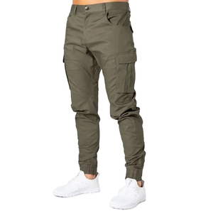 Men's Cotton Cargo Pants Mid Waist Multi <b>Pocket</b> Outdoor Casual Workwear <b>Trousers</b> - Product Image 1