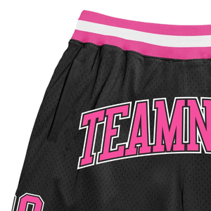 Shorts de basket-ball en maille sublimée noir et rose pour hommes, vêtements de sport légers en polyester, shorts de match d'équipe, vêtements d'entraînement de compétition - Product Image 3