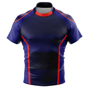 Camiseta de Rugby Corta de Marca Privada, Transpirable, 100% Poliéster, Color Sólido, Servicio OEM/ODM, Impresión por Sublimación Profesional Personalizada - Product Image 2