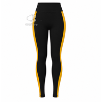 Ensemble de sport noir pour femme NCBW avec panneaux latéraux contrastants dorés, veste à col montant et fermeture éclair intégrale, leggings taille haute, ensemble de vêtements de sport