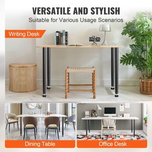 Set di 4 gambe per tavolo in acciaio regolabili stile rustico da 30 pollici, capacità di carico 1200 libbre, mobili per ufficio fai-da-te resistenti - Product Image 5