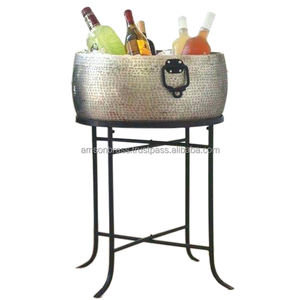 Ice Beverage Cooler with Stand Decorative Wine Cooler Stand <b>Galvanized</b> Oval Ice Bucket Party <b>Tub</b> with Stand Party Event - Product Image 5