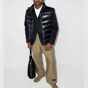 Chaqueta de Plumón Negra para Hombre, Cuello Alto, Cierre de Cremallera, Resistente al Viento, Informal, para Invierno, Corte Regular, Color Sólido, Exterior de Nailon - Product Image 1