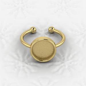 Anillo Ajustable Hecho a Mano de Plata Sólida 925 y Oro de 18K con Bisel en Blanco de 10mm para Engaste de Cabujón, para Resina de Leche Materna, Componente de Joyería - Product Image 1