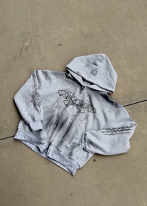 Sweat-shirt à capuche gris pour homme, en molleton tricoté, séchage rapide, logo imprimé sur le devant, vêtement décontracté d'hiver, veste personnalisée en Spandex/Coton - Product Image 2