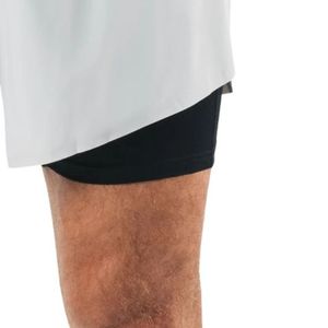 Shorts de course 2 en 1 pour homme, blanc et noir, respirants, pour la remise en forme, l'entraînement en salle de sport, les vêtements de sport, avec poche - Product Image 6