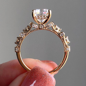 Haute qualité 2.25 carats coupe rayonnante bague en diamant de laboratoire 14K or blanc original fiançailles bijoux de mariage éternité vermeil - Product Image 2