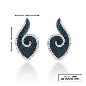 Pendientes de Diamantes Blancos y Azules de 1.45 Quilates, Plata de Ley 925, Corte Redondo, Diamantes Naturales para Mujer - Product Image 2