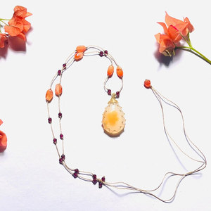 Handmade Citrine Gold <b>Wire</b> <b>Net</b> Pendant Necklace Wholesale - Product Image 2
