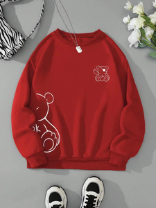 <b>Women</b> Hoodies New Quality Kawaii OK <b>Teddy</b> bear Printing Sweatshirts For <b>Women</b> Classic Retro Fashion Hoodies Fleece Warm Casual - Product Image 4