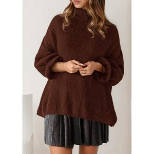 Pull en tricot épais surdimensionné pour femmes personnalisé 2025, manches longues, col montant, style ouvert, XS, vêtements d'automne et d'hiver - Product Image 6