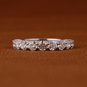 Round cut lab grown diamond Wedding Band 1.80 TCW Half Eaternity band Bridal Set 14K White Gold Band Stackable Band - Product Image 1