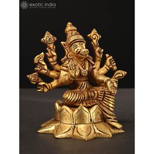 Escultura Artesanal de Metal de la Diosa Varahi de Ocho Brazos, de 4 Pulgadas, Hecha a Mano en India, para Decoración del Hogar, Templo o Regalo - Product Image 2