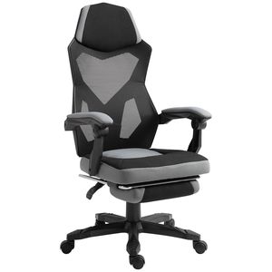 Sedia da Ufficio Ergonomica Grigia con Schienale Alto, Reclinabile, Poggiapiedi, Ruote, Certificata BIFMA, Base in Nylon, Rete Traspirante - Product Image 1