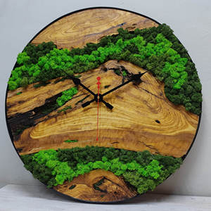 Greenery Home <b>Decor</b> <b>Wall</b> <b>Clock</b> with Moss <b>Wall</b> Art Stencil Made Moss & Wood <b>Wall</b> <b>Clock</b> <b>Decor</b> Gift - Product Image 6