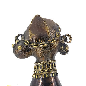 Figurines tribales en laiton antique Dhokra de la village de Bastar, faites à la main, bustes d'hommes et de femmes, 11 pouces, décoration pour la maison et le bureau, Inde - Product Image 5