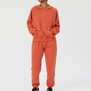 Ensemble de survêtement à capuche pour femme, couleur unie, manches longues, décontracté, respirant, coupe ample, en coton, pour l'automne - Product Image 4