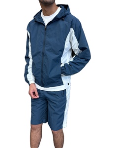 Conjunto de Jogger deportivo gráfico personalizado 2025, chaqueta y pantalones cortos de nailon a prueba de viento 100%, chándal cortavientos informal con cuello levantado - Product Image 6