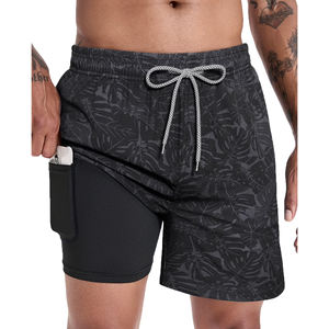 5 Inch Inseam Men's Solid Color Breathable Quick Dry Gym Workout Shorts Double <b>Layer</b> Mesh Design Custom Drawstring Closure - Product Image 2