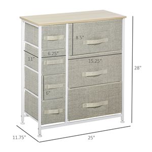 Cassettiera in Tessuto a 7 Cassetti con Contenitori Facili da Estrarre e Struttura in Metallo per l'Organizzazione della Camera da Letto |   Grigio - Product Image 3