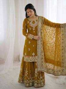 Ensemble Salwar Kameez brodé pour femmes, avec dupatta à sequins lourds, tenue traditionnelle indienne et pakistanaise pour mariage et fête - Product Image 3