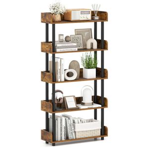 Libreria Aperta a 5 Ripiani Marrone Rustico con Gambe Rialzate per Ufficio Domestico - Product Image 1