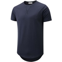 T-shirt long tricoté formel pour homme, 220 GSM, 100 % coton, manches courtes, coupe oversize, écologique, imprimé sur mesure, fabrication OEM, col rond