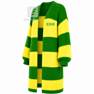 Cardigan long respirant personnalisé Chi Eta Phi Sorority avec logo brodé sur le devant, vert jaune, décontracté, manches longues pour femme - Product Image 2