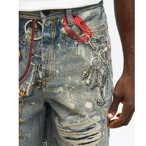 Shorts de sport et de bain pour hommes personnalisés en gros, écologiques, à séchage rapide, respirants, en jean et denim - Product Image 2