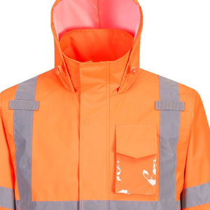 Veste de sécurité réfléchissante haute visibilité avec capuche, fermeture éclair et poches, veste de travail orange pour hommes - Product Image 6