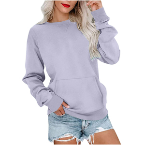 Wholesale High Quality Women's Sweatshirt Round Neck Casual Long Sleeve Sweatshirt Cotton Crew Neck <b>Pullover</b> Relaxed Fit Tops - Product Image 3