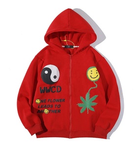 Sweat à capuche avec chaîne de conception personnalisée 100% coton imprimé sweat à capuche épais épaule tombante surdimensionné polaire sweats à capuche unisexe - Product Image 4