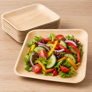 Assiettes durables en feuilles de palmier pour l'emballage alimentaire moderne, assiettes carrées de 6 pouces pour restaurants et événements hôteliers 2026 - Product Image 1