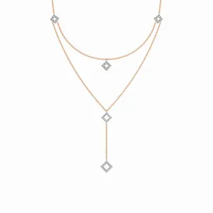 Collar con Colgante de Diamantes Cultivados en Laboratorio con Capas de Prisma en Oro Rosa de 18K con 48 Diamantes Redondos de Corte Brillante, Joyería de Moda para Bodas - Product Image 1