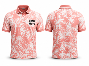 Camiseta de Manga Corta para Hombre, Color Coral Sólido, Tejida, Transpirable, Informal, de Poliéster/Algodón, con Logotipo Bordado Personalizado en la Parte Delantera - Product Image 1