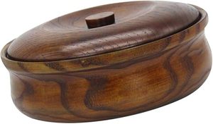 Cuencos de madera hechos a mano con tapas, diseño tradicional chino con vetas de madera natural para servir alimentos, cocina de madera premium. - Product Image 4